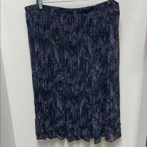 CJ Banks 3X Elegant Purple Gray Black Pleated Fully Lined Long Skirt